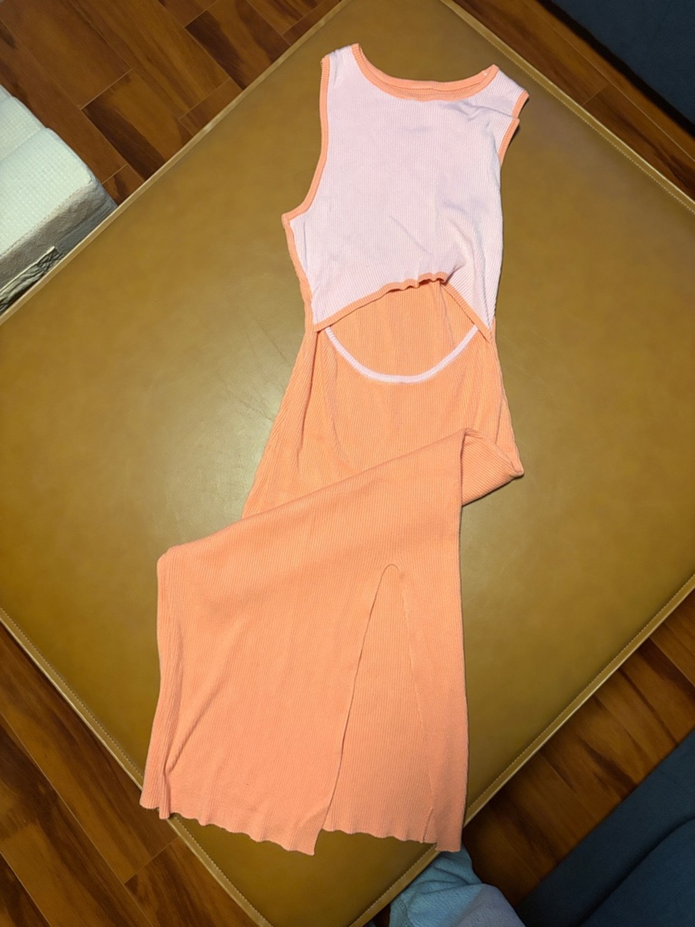 Amazon Women’s Ribbed Fitted Dress in Orange and Light Pink